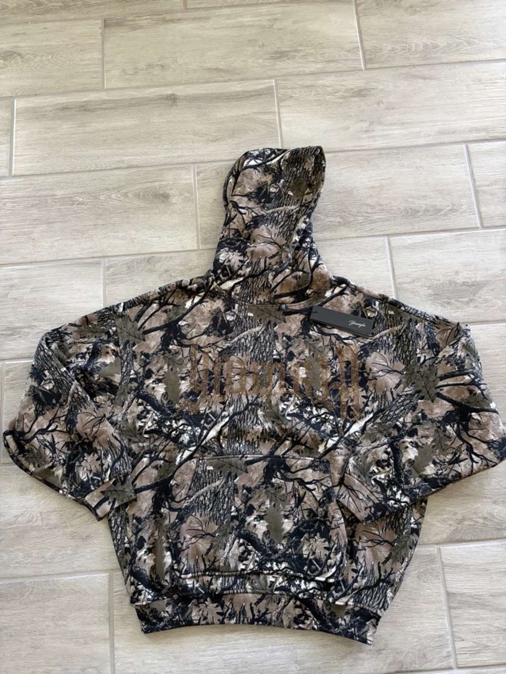 YoungLA Women’s Bling Hoodie Green Real Tree Camo Size Small Hunting Season NEW